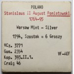 Poniatowski, 6 groszy 1794 - rzadka odmiana - ex. Karolkiewicz