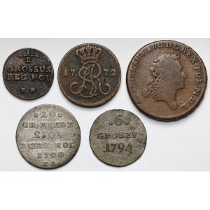 Poniatowski, od 1/2 do 10 groszy 1769-1794 - zestaw (5szt)