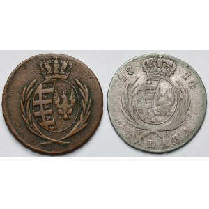 Księstwo Warszawskie, 3 grosze 1811 i 1/6 talara 1814 - zestaw (2szt)