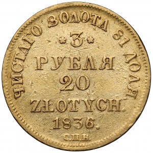 3 ruble = 20 złotych 1836 ПД, Petersburg