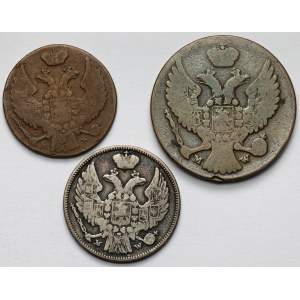 15 kopiejek = 1 złoty 1837 i 1-3 grosze 1838-1840 - zestaw (3szt)