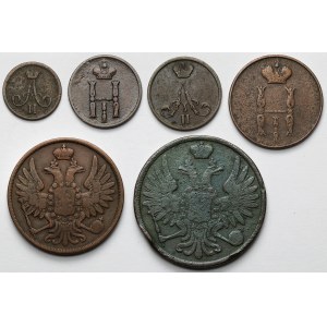 Od połuszki do 3 kopiejek 1851-1861 BM, Warszawa - zestaw (6szt)