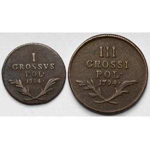 Galicja i Lodomeria, 1 i 3 grosze 1794 - zestaw (2szt)