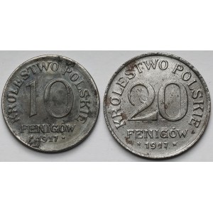 Królestwo Polskie, 10-20 fenigów 1917 - lekkie destrukty (2szt)