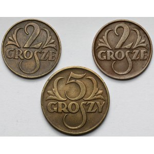 2 i 5 groszy 1923-1928 - zestaw (3szt)