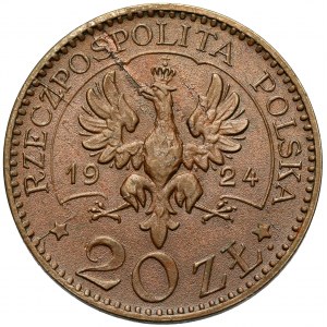 Próba BRĄZ 20 złotych 1924 Monogram