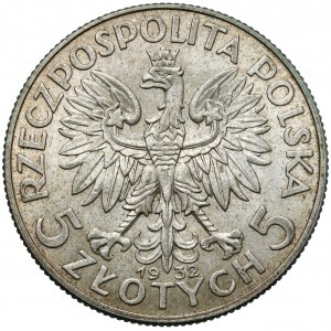 Głowa Kobiety 5 złotych 1932 bez znaku, Londyn