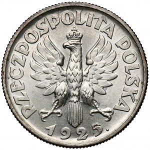 Kobieta i kłosy 2 złote 1925 z kropką, Londyn