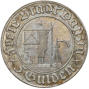 Wolne Miasto Gdańsk, 5 guldenów 1932 Żuraw - rzadkie