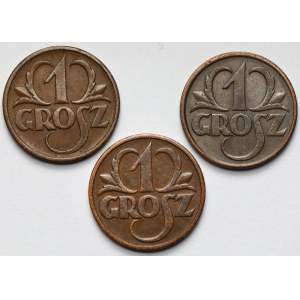 1 grosz 1927-1932 - zestaw (3szt)