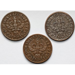 1 grosz 1927-1932 - zestaw (3szt)