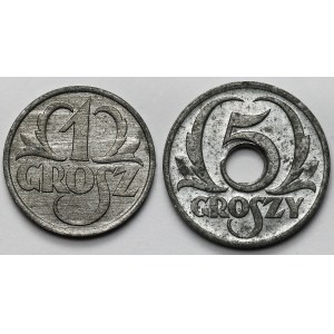 Generalna Gubernia, 1-5 groszy 1939 - zestaw (2szt)