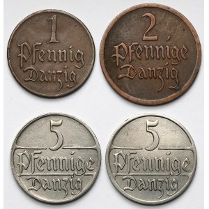 Gdańsk, 1-5 fenigów 1923-1926 - zestaw (4szt)