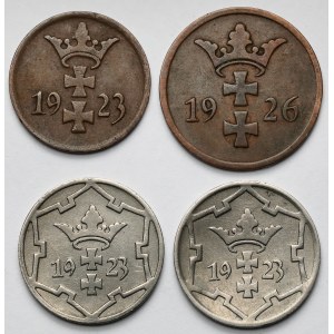 Gdańsk, 1-5 fenigów 1923-1926 - zestaw (4szt)
