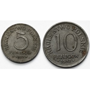 Królestwo Polskie, 5-10 fenigów 1917 - zestaw (2szt)
