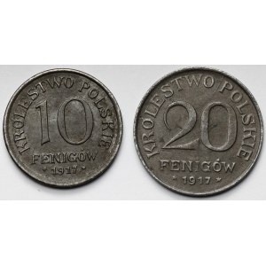 Królestwo Polskie, 10-20 fenigów 1917 - zestaw (2szt)