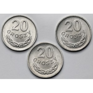 20 groszy 1965-1969 - zestaw (3szt)