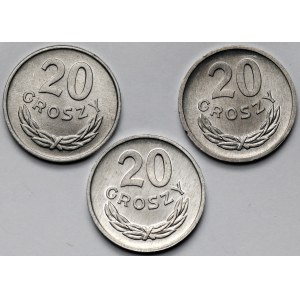 20 groszy 1965-1976 - zestaw (3szt)