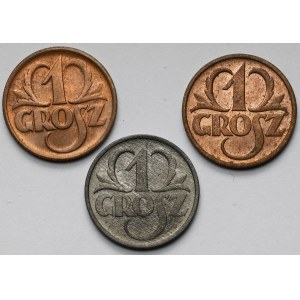 1 grosz 1936-1939 - zestaw (3szt)