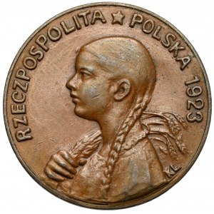 Próba BRĄZ 50 marek 1923 Kobieta i kłosy - b.rzadka