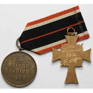 Niemcy, III Rzesza, Krzyż Matki Brązowy (Mutterkreuz) i Medal za Kampanię 1939 - zestaw (2szt)