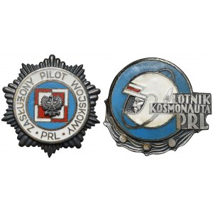 PRL, Odznaki, Zasłużony Pilot Wojskowy i Lotnik Kosmonauta PRL - zestaw (2szt)