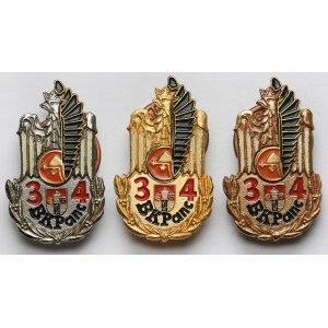 III RP, Odznaka, 34 Brygada Kawalerii Pancernej - zestaw (3szt)