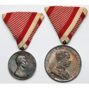 Austro-Węgry, Medal za Odwagę i Medal za Waleczność - PIĘKNE - zestaw (2szt)