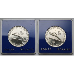 SREBRO 200 złotych 1980 Lake Placid - Skoki - zestaw (2szt)