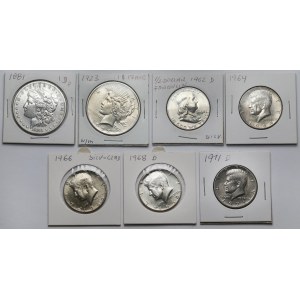 USA, 1 i 1/2 dolara 1881-1971 - zestaw (7szt)