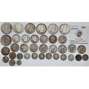 USA, od 3 centów do 1/2 dolara - zestaw (37szt)