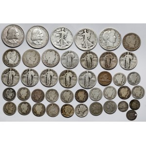 USA, od 3 centów do 1/2 dolara - zestaw (42szt)