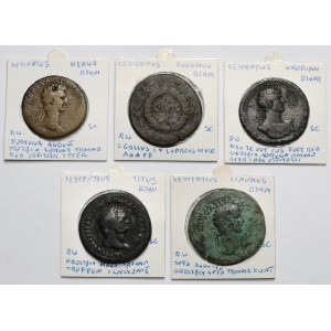 Oktawian August, Klaudiusz, Tytus, Nerwa i Hadria, Dupondius i Sesterce - zestaw (5szt)