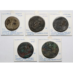 Oktawian August, Klaudiusz, Tytus, Nerwa i Hadria, Dupondius i Sesterce - zestaw (5szt)