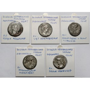 Cesarstwo Rzymskie, Tetradrachmy, Aleksandria - zestaw (5szt)