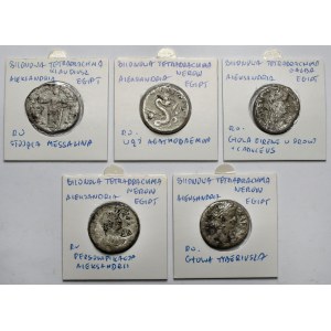 Cesarstwo Rzymskie, Tetradrachmy, Aleksandria - zestaw (5szt)