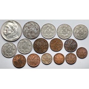 1 grosz - 5 złotych 1923-1939 - zestaw (16szt)