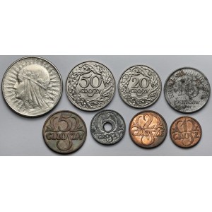 1 grosz - 5 złotych 1917-1939 - zestaw (8szt)