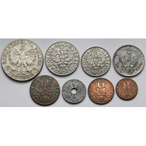 1 grosz - 5 złotych 1917-1939 - zestaw (8szt)