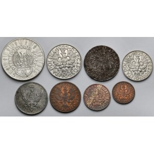 1 grosz - 5 złotych 1917-1938 - zestaw (8szt)
