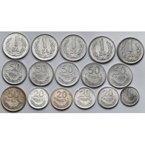 10 groszy - 1 złoty 1949-1973 - zestaw (16szt)
