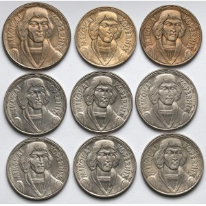 10 złotych 1965-1969 Kopernik - zestaw (9szt)