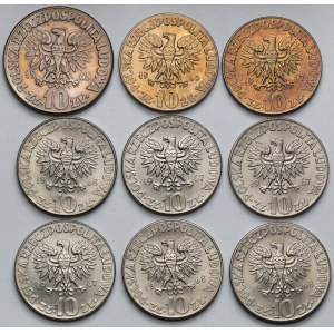 10 złotych 1965-1969 Kopernik - zestaw (9szt)