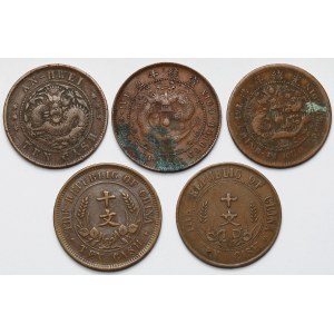 Chiny, 10 cash - zestaw (5szt)