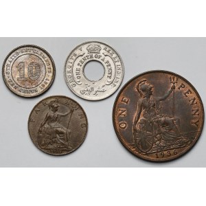 Wlk. Brytania i Kolonie, od 1/10 penny do 10 centów 1918-1936 - zestaw (4szt)