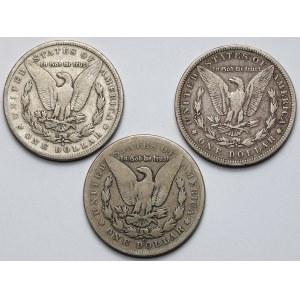 USA, Dolar 1896-1901 - Morgan Dollar - zestaw (3szt)
