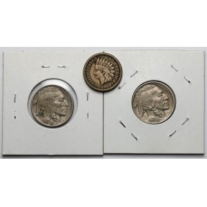 USA, 1 i 5 centów 1863-1917 - zestaw (3szt)