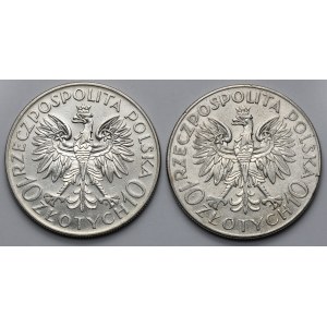 10 złotych 1933 Sobieski i Traugutt - zestaw (2szt)