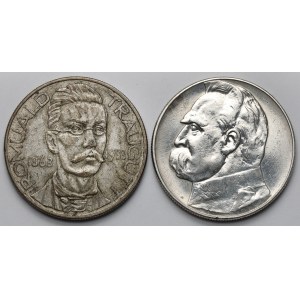 10 złotych 1933 i 1936 Traugutt i Piłsudski - zestaw (2szt)