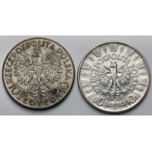 10 złotych 1933 i 1936 Traugutt i Piłsudski - zestaw (2szt)
